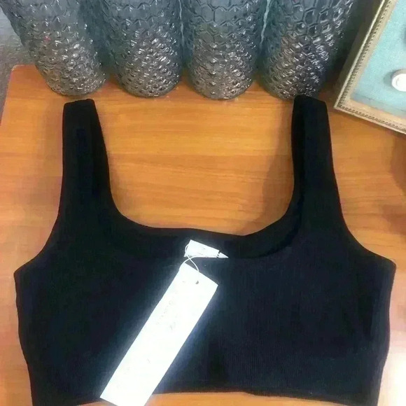 Silk & Salt black ribbed cropped tank sz L NWT - Picture 5 of 6